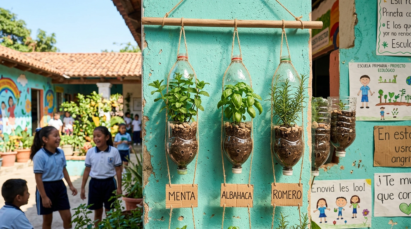 Macetas y proyectos hechos con botellas recicladas